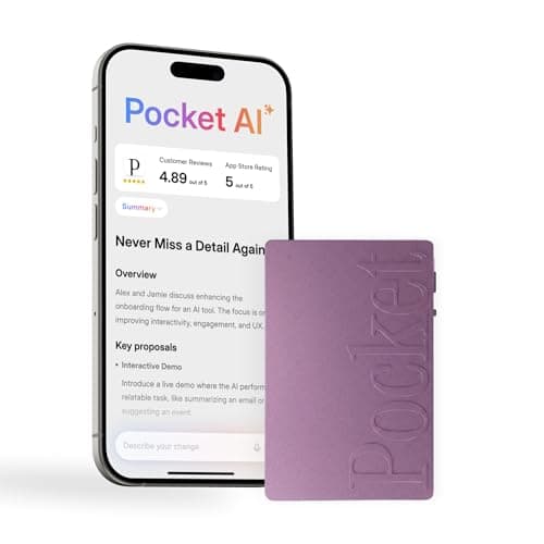Pocket AI Voice Recorder, Auto Transcription, AI Note Taker, Baby Pink