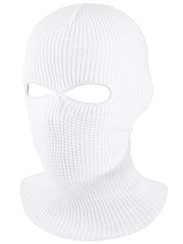 Geyoga 2 Hole Knitted Ski Mask Full Face Cover Warm Balaclava Knitted Winter Face Mask for Outdoor Sports(White,Adult Size) — view 5
