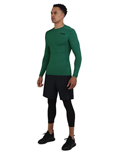 TCA Boys' HyperFusion Compression Base Layer Top Long Sleeve Under Shirt - Crew Neck - Cadmium Green, 8-10 Years — view 5