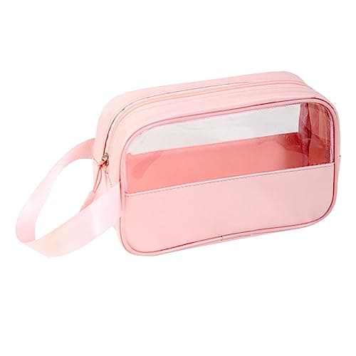 FIYUK Clear Toiletry Bag Waterproof Travel Wash Makeup Bag Business Vacation Bathroom, Pink