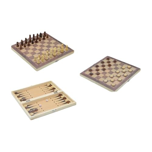 QLECXZI Lightweight Chess Set 3 In 1 Board Games Travel Case Camping Trips Family Reunions Outdoor Fun Allowing For Fun And Challenging Games While Improving Cognitive Skills And — view 2
