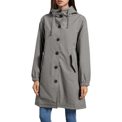 Gkojhj Water Proof Jackets For Women Uk,Lightweight Waterproof Jacket Active Outdoor Trench Zipper Hiking Walking Cycling Quick Dry Rain Coats For Women Long Sleeve Ladies Loose Raincoats With Hood — view 2