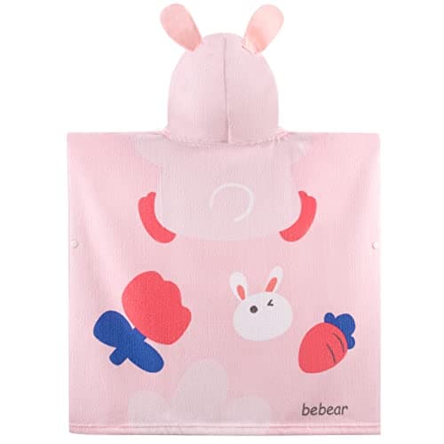 Bebamour Baby Hooded Towels Wearable Hooded Towel for Boys Girls Absorbent Hooded Towel for Toddlers, 25"x 23", 0-6 Years, Rabbit — view 5