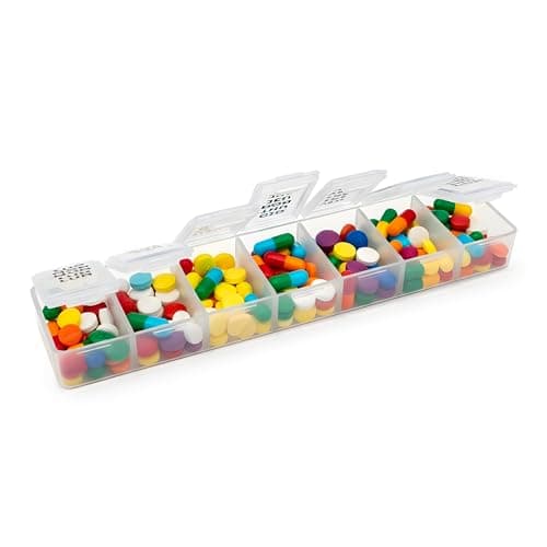 Weekly Pill Organizer Rectangular 7 Compartments 15.3x3.7 cm – Multilingual EN IT DE FR ES with Braille, Reinforced Hinges, Secure Closures — view 5