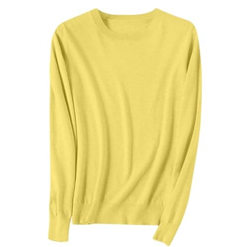 Women's Jumpers Round Neck Knitted Ladies Sweaters Long Sleeve Pullover Tops Ladies Cotton Jumpers Plain Fall Clothes Knitwear Thermal Winter Lightweight Blouses for Hiking Office Travel — view 2