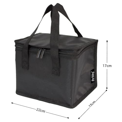 Arikky Lunch Bag Insulated Women Men Kids Cool Bag Lunch Box School Girls Boys Toddlers Picnic Bag Travel Small Mini Cooler Black 6 cans — view 2