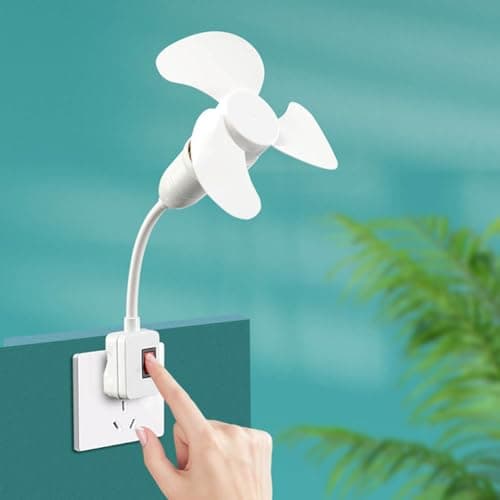 Plug Fan with Adapter, Mini Quiet Electric Socket Fan Adjustable Angle, Three Leaves Fan Blade 12-Inch Desk Wall Table Fans, Bathroom, Dormitory, Office — view 4