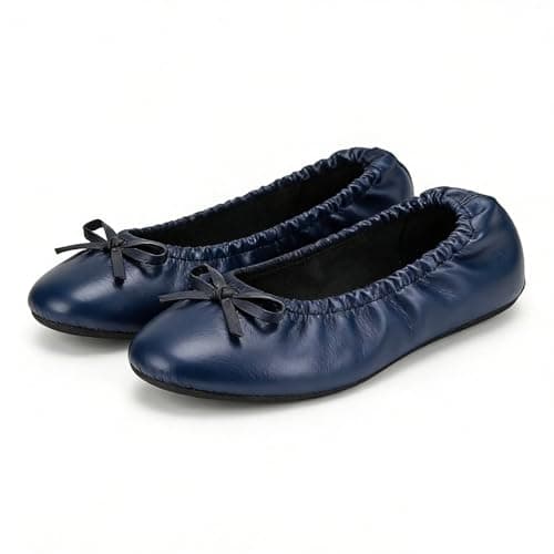 Women's Foldable Flats – Portable Ballet Slippers Shoes for Travel, Wedding – Fits in Purse (XXL, Navy Blue) — view 5
