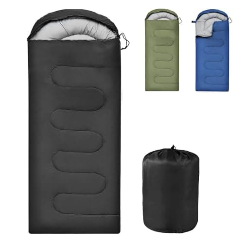 Sleeping Bag Ultralight Adult Compact Hooded Blanket, for 3-4 Seasons, 210cm x 75cm Small Packed Size, Water-resistant, Polyester, Thick and Warm, Snap Closure for Outdoor Camp Hike Travel (Black)