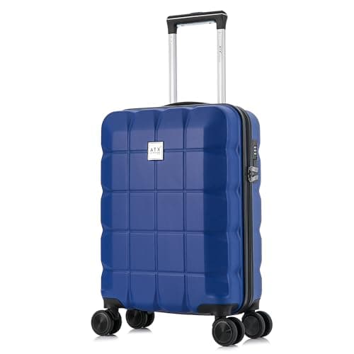 ATX Luggage 55x36x20cm Cabin Suitcase Super Lightweight Small Suitcase Approved for 100+ Airlines Including EasyJet, Ryanair, British Airways & Virgin Atlantic (Midnight Blue, 21Inches, 33Liter)
