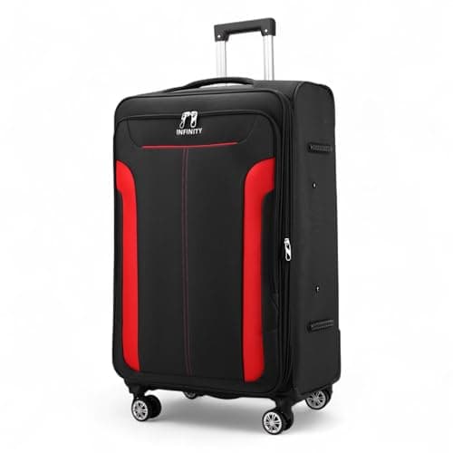 Infinity Leather Medium Suitcase 24" Super Lightweight Expandable Luggage 20% 4 Wheels Spinner 3-Digit Combination Lock Soft Shell Luggage for 15 to 20kg — view 4