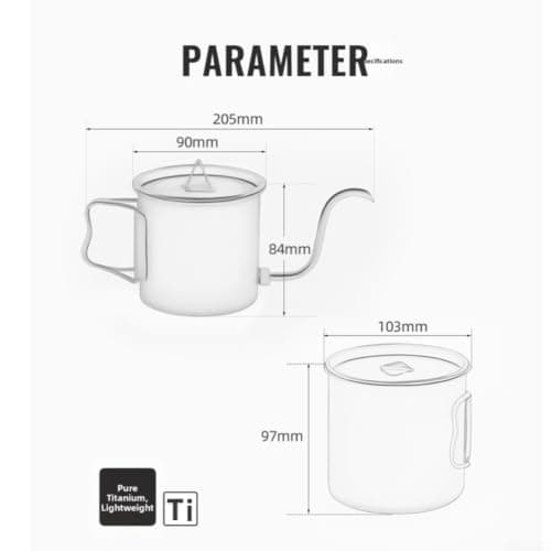 Lightweight Pure Titanium Tea Set for Camping Hiking(Coffee Pot) — view 2