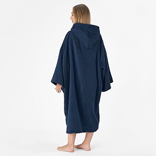 Brentfords Towel Poncho Adult Hooded Large Bath Swim Surf Beach Absorbent Dry Microfiber Changing Robe for Men Boys Quick Dry, Navy Blue — view 4