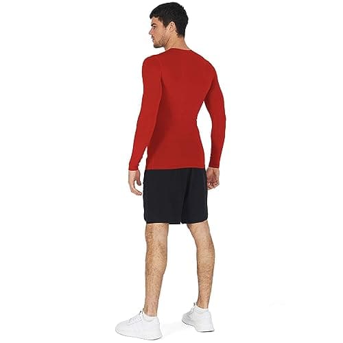 PowerLayer Kids Base Layer Long Sleeve Compression Shirt. Lightweight and Moisture Wicking Thermal Top for Football, Rugby, Soccer and Gym for Boys - Red, 10-12 Years (Boys Large) — view 5