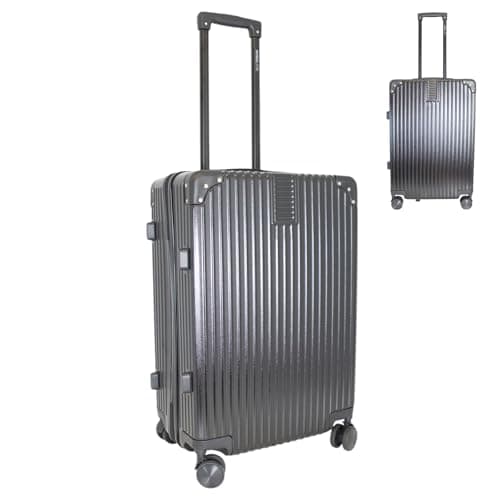 Bordlite 24 Inch Medium Suitcase (65x41x25cm) Lightweight ABS Hard Shell Checked Luggage – Durable Travel Case with 360 Spinner Wheels, Telescopic Handle & Combination Lock – Black