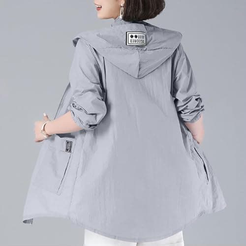 TURWXGSO Womens Sun Protection Jacket Hoodie Long Sleeve Zipper Hiking Shirt with Pockets UPF 50+ Lightweight Outdoor Coat Casual Summer Loose Fit Travel Camping Tops — view 5