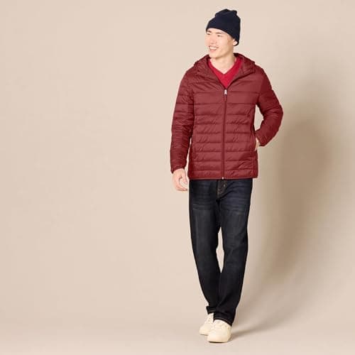 Amazon Essentials Men's Lightweight Water-Resistant Packable Hooded Puffer Jacket, Dark Red, L — view 5