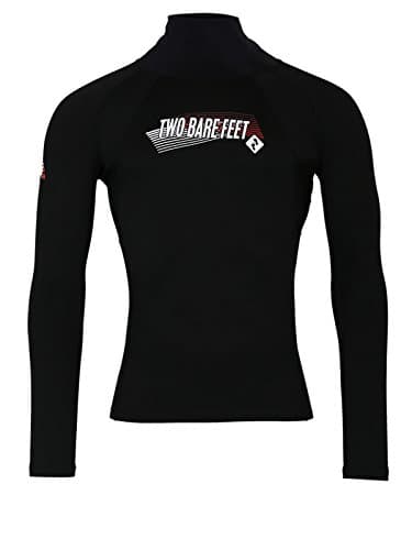 Two Bare Feet Adults Thermal Fleece Lined Rash Guard Vest - Long Sleeve UV Protection Surf Base Layer, Wetsuit Swimming Top for Surfing, Snorkelling & Watersports (Black, XS)