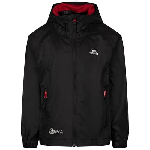Trespass Kids Packaway Waterproof Jacket Qikpac Black/Red 2/3