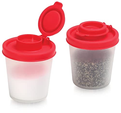 Salt and Pepper Pots – Salt and Pepper Shakers in a Range of Sizes – Non-Toxic Salt and Pepper Set for Home, Camping, Picnics, Lunch Boxes – Transparent Salt Pepper Set - Medium, 2 Pack