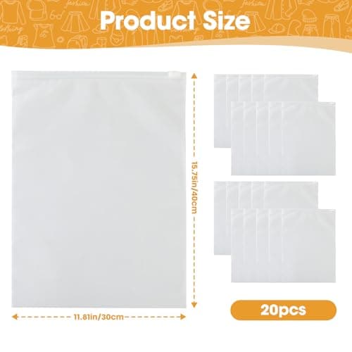 20 Pcs Reusable Ziplock Bags for Clothes 40x30cm Large Travel Zip Lock Bags Waterproof Luggage Organiser for Clothes Shoe Offices Supplies Cosmetics — view 2