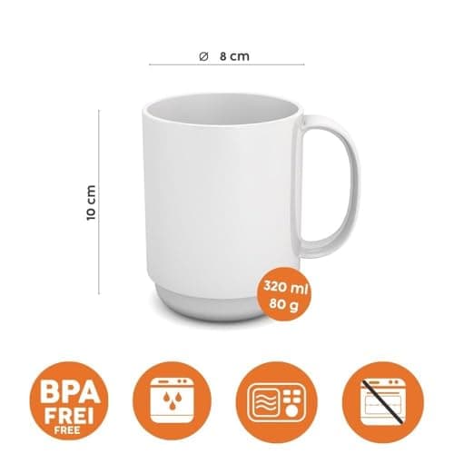 Ornamin Mug with Handle 300 ml Yellow (model 510) | stable coffee mug made of plastic, coffee cup, reusable cup, tea cup — view 3