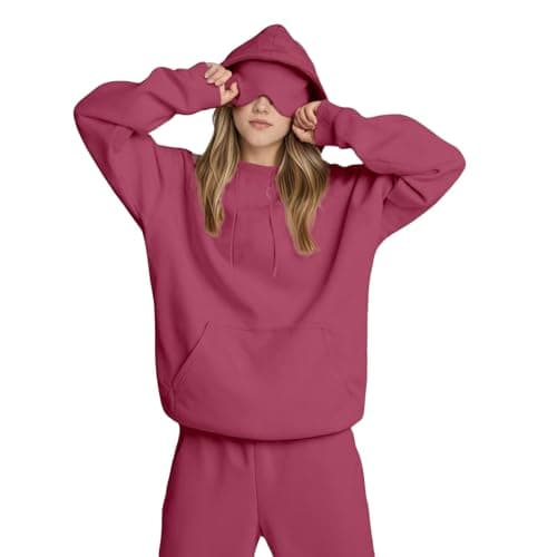 Travel Hoodie For Women Hoodies With Eye Mask Built In Ladies Oversized Hoodies Hooded Sweatshirt Pullover Tops Long Sleeve Sweatshirts Autumn Winter Thermal Fleece Tops With Pockets Trendy Outfits — view 2