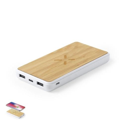 Sawfish Personalised Power Bank Dickens 8000mAh Bamboo Wireless Power Bank USB-C and Micro-USB Inputs — view 6