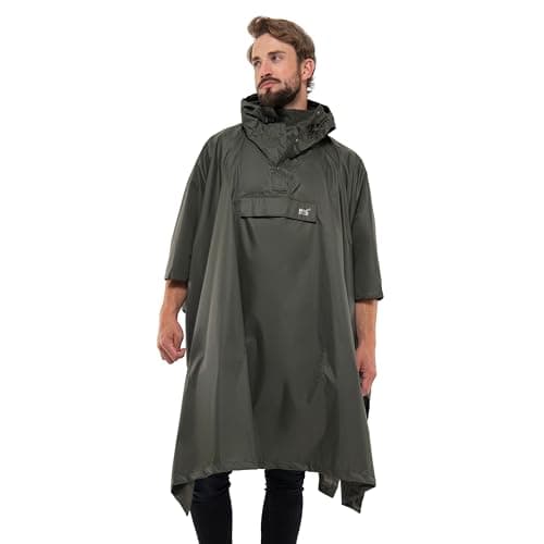 Mac in a Sac - Poncho - Packable Waterproof Cape for Men & Women - Lightweight and Breathable Rain Jacket with Hood that Packs into its own Bag - Khaki - One-Size — view 2