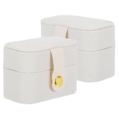 DOITOOL 2pcs Mini Ring Box PU Leather Jewellery Organizer for Wedding Bands
