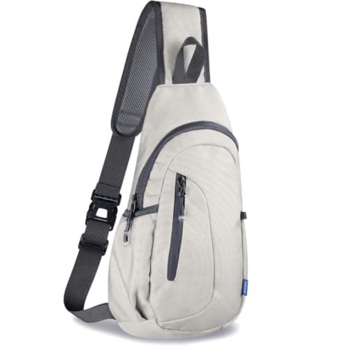 TITECOUGO Canvas Small Sling Bag Lightweight Crossbody Bag for Women Rucksack for Men Running Backpack Travel Chest Pack Daypack Shoulder for Gym Work Hiking Outdoor Sports Light Grey