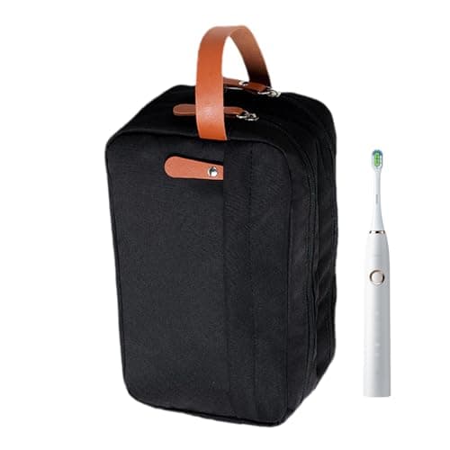 Toilet Ride Bag - Waterproof Double Layer , Compact Portable Storage Case, Smart Design with Handle Strap, Functional Kit for Caring for Shaving Accessories, Men's Cosmetics, black, see