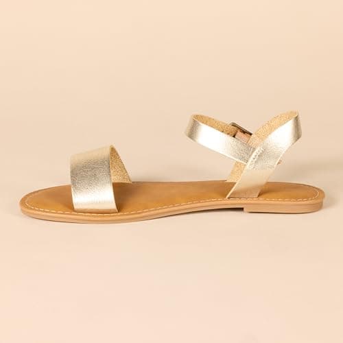 Amazon Essentials Women's Two Strap Buckle Sandal, Gold, 5.5 UK — view 3