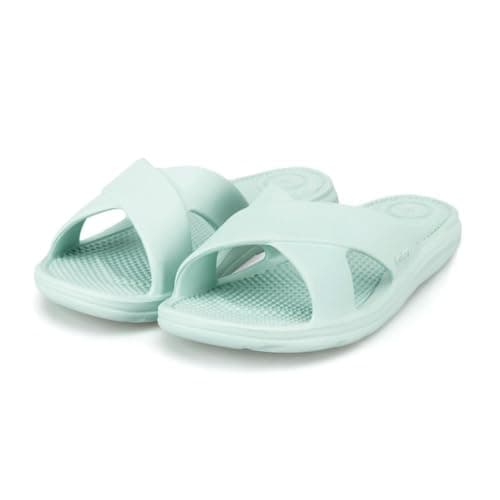 totes® ® SOLBOUNCE Ladies Cross Strap Slider Sandals, Lightweight Summer Slides with Everywear™ Cushioning, Anti-Bacterial Sole, Compression-Resistant Insole, Holiday Footwear, Mint, UK 5