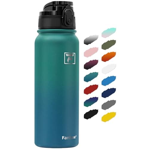 Fanhaw 600 ml Insulated Stainless Steel Water Bottle with 1 Lid (Chug Lid) - for Kids, Women, Men | Leak & Sweat Proof with Anti-Dust Lid (Green Blue)