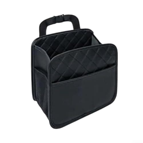 Car Seat Back Organizer with Trash Can Black PU Leather(1pc)
