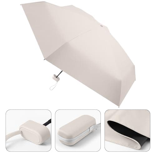 Ancuioyz Umbrella Mini - Portable Compact for Women & Men, Lightweight for Rain or Shine, Travel-Friendly Sun Protection (Phoenix beige) — view 2