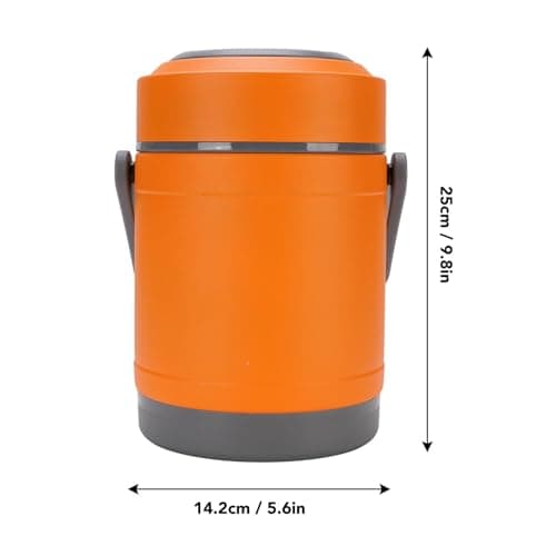 2L Thermal Cooking Pot, USB Portable Camping Pot with Leakproof Locking Lid, Stainless Steel Vacuum Thermal Cooker, Insulated Packable Travel Food Container (Orange) — view 6