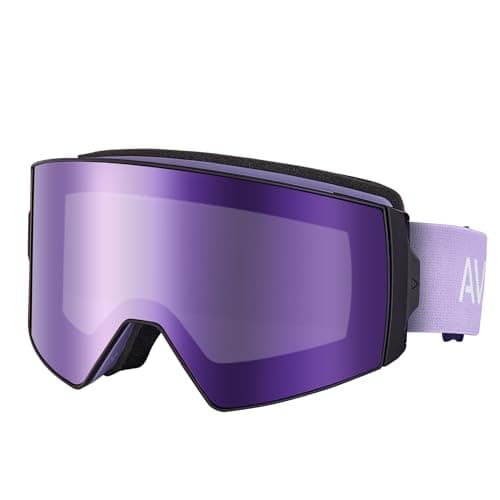 AVAWAY Ski Goggles OTG Magnetic Lens with Safe Buckle Snowboarding Safety Glasses Anti Scratch Anti Fog 100% UV Protection