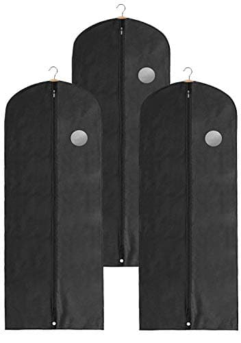 Long Garment Bags, Black Dress Covers, Pack of 3, Clothing Storage Bags, Travel, Weddings, Suits, Dresses, Fabric Clothes Bag, Clothes Storage, Garment Suit Cases