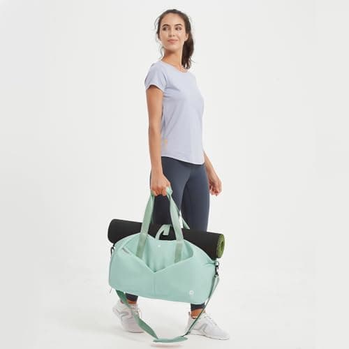 Ceneda Large Gym Bag with Toiletry Bag, Water Resistant Sport Duffel Bag with Shoes Compartment & Wet Pocket, Portable Lightweight Travel Bag, Overnight Weekender Bag Yoga Bag, Mint Green — view 2