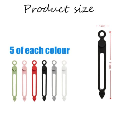 Reusable Cord Organiser, 30 Pcs Cable Ties, 11×1.2×1cm(6 Colours) — view 2