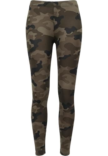 Urban Classics Women's Camouflage Leggings, Comfortable Sport Pants, Stretchy Workout Trousers with Green Military Print, Regular Skinny Fit, Size: Large Wood camo, M — view 6