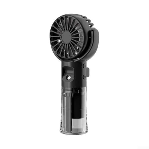 Rechargeable Handheld Misting Fan with 4 Speeds, USB-C Portable for mini Spray Fans with Water Bottle, Quiet Personal Desk Fan for Kids Students Travel(Black)