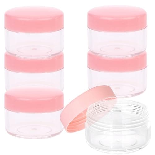6 Pcs Travel Cosmetic Jars - 10g Empty Sample Pots for Creams, Lotions, Balms, Refillable Small Containers for Storage - Clear Plastic Travel Pots with Lids for Makeup & Skincare