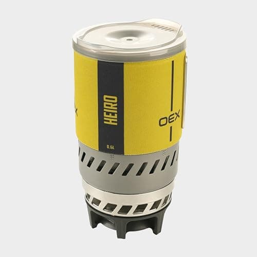 OEX Heiro Stove Set, Camping Cook Set with Heat Exchange System, Piezo Ignition, 1700W, 600ml Pot, Lightweight, 370g (Yellow) — view 3