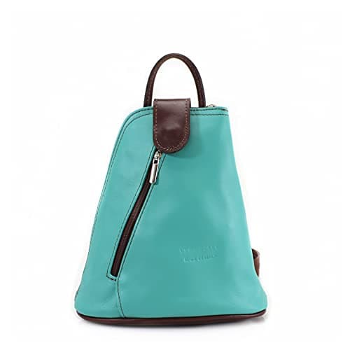 Nawal's Ladies Vera Pelle Leather Backpack Women Shoulder Rucksack Travel Gym School Handbag VPB14 (Turquoise)