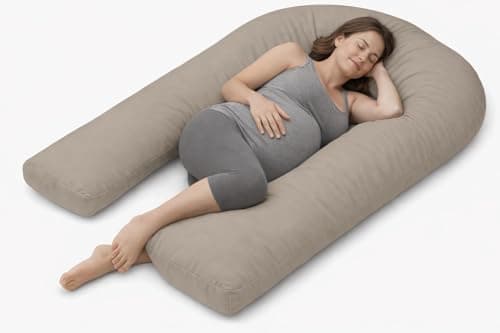 MIA U Shaped Pregnancy Pillow Case 100% Cotton Nursing Maternity Body Bolster Support Cover Zip Closure 9Feet (275cm)