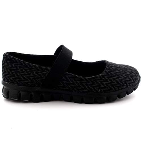 Get Fit Women’s Mary Jane Trainers - Lightweight Breathable Walking Shoes with Hook & Loop Strap - Shock Absorbing Casual Fitness Sneakers for Gym, Travel & Everyday Comfort - Black - UK3/EU36 — view 4