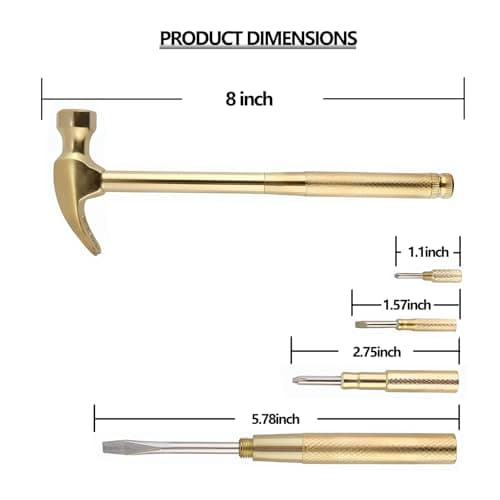 LANDIBO 6 in 1 Multi-Tool Camping Hammer Set with Slotted/Flat Head Phillips Screwdriver for Mechanical Maintenance, Interior Decoration, Outdoor Adventure, Best Gift (Yellow) — view 4